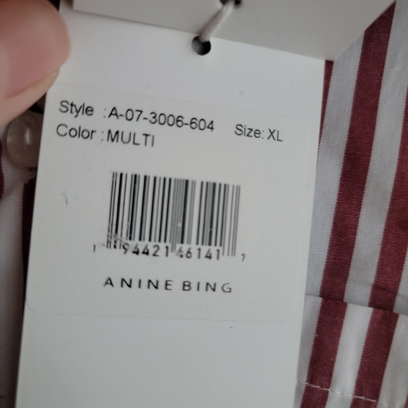 Anine Bing Mika Shirt in Red/White Stripe size XL NWT - Picture 9 of 12
